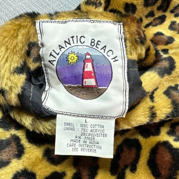 Mob Wife Faux Fur Cheetah Jacket Large Hooded Reversible to Denim Maximalist - Picture 3 of 12